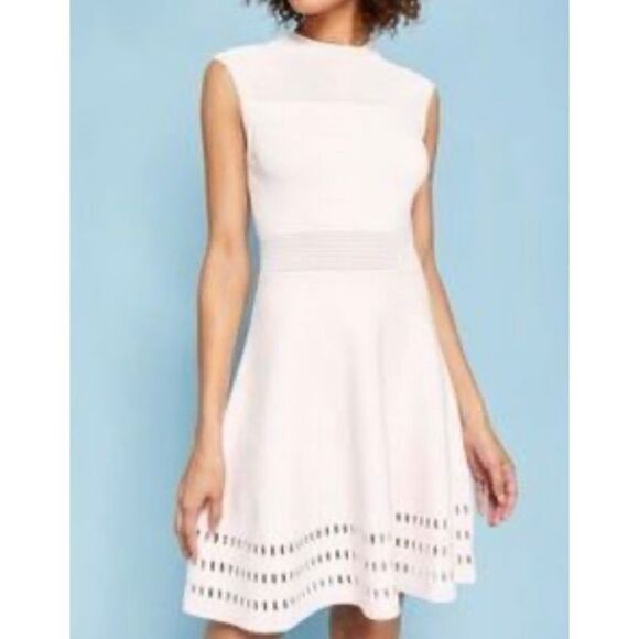 Ted Baker London Aurbray Knitted Skater Dress Nude Pink Women's Size US 8 - Picture 1 of 12